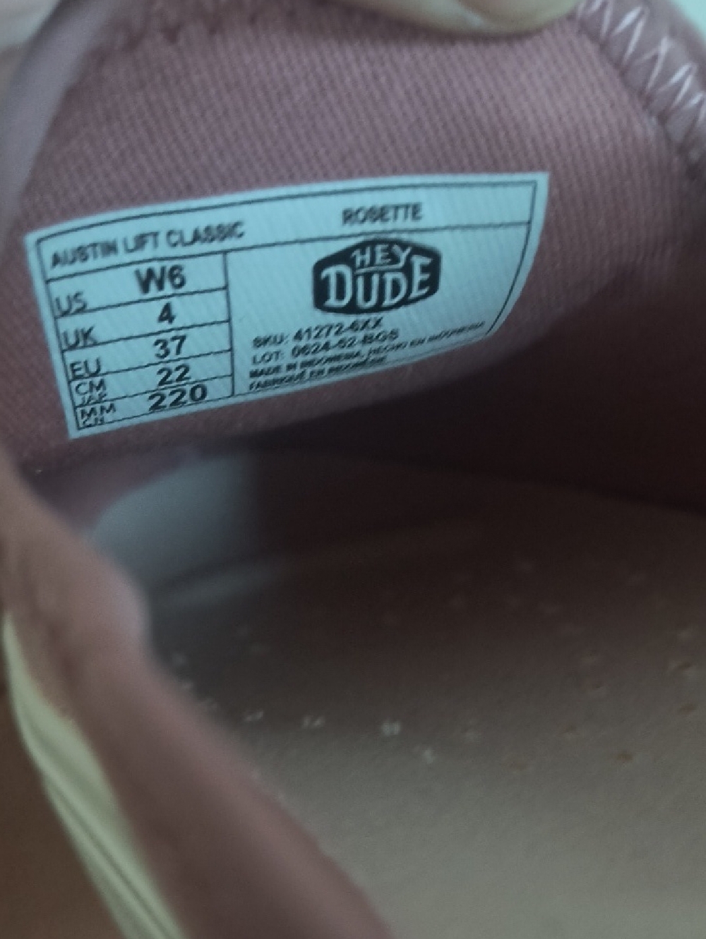 HeyDude Austin Lift Classic Rosette Pink Suede Slip-On Loafers Size 6 NWOB - Picture 8 of 8